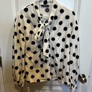 SHEIN Monochrome Polka Dot Blouse